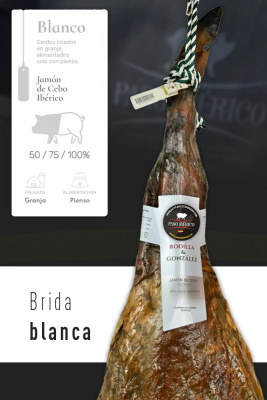 Jamón Ibérico de Cebo 50% Raza Ibérica Brida Blanca de Guijuelo (Salamanca)
