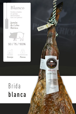 Jamón Ibérico de Cebo 75% Raza Ibérica Brida Blanca de Guijuelo (Salamanca)