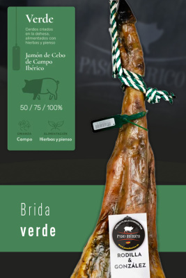 Jamón Ibérico de Cebo de Campo 50% Raza Ibérica Brida Verde de Guijuelo (Salamanca)