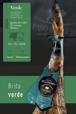 Jamón Ibérico de Cebo de Campo 50% Raza Ibérica Brida Verde del Valle de los Pedroches (Córdoba)